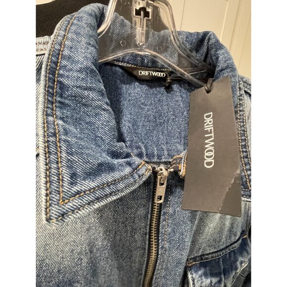 Free People Driftwood Jumpsuit Womens Medium NWT Embroidered Denim Wash Flared - Picture 5 of 10